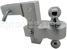 6" Aluminum Adjustable Trailer Drop Hitch 2" Receiver 1-7/8" and 2" Dual Balls 