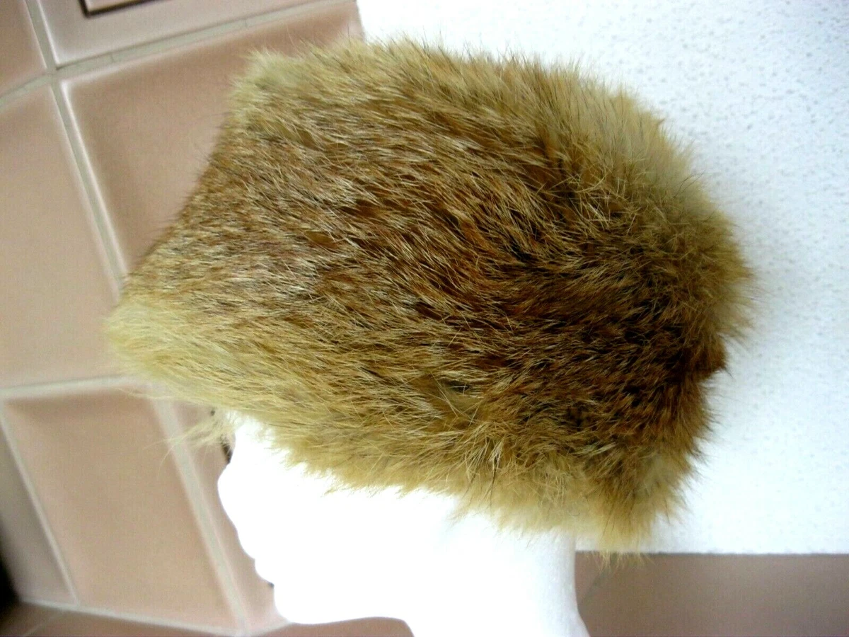 alte Pelzkappe Pelzmütze Hut Cognacfarben Pelz Hut HELLBRAUN Vintage Gr.53-54