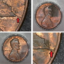 1988-P Lincoln Memorial Lot x2 Penny/Cent Die Cracks Error/Variety