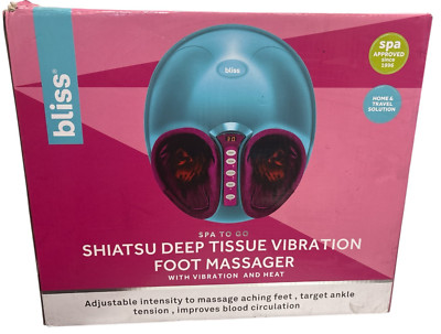 Bliss Spa To Go Shiatsu Deep tissue Vibration & Heat Foot Massager Blue/Pink