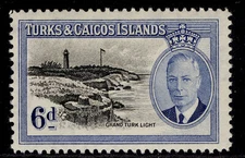 TURKS & CAICOS ISLANDS GVI SG228, 6d black & blue, M MINT.