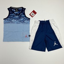Jordan Boys Tank Top  Dri-Fit Shorts Set Outfit Sz 4 6 Blue White