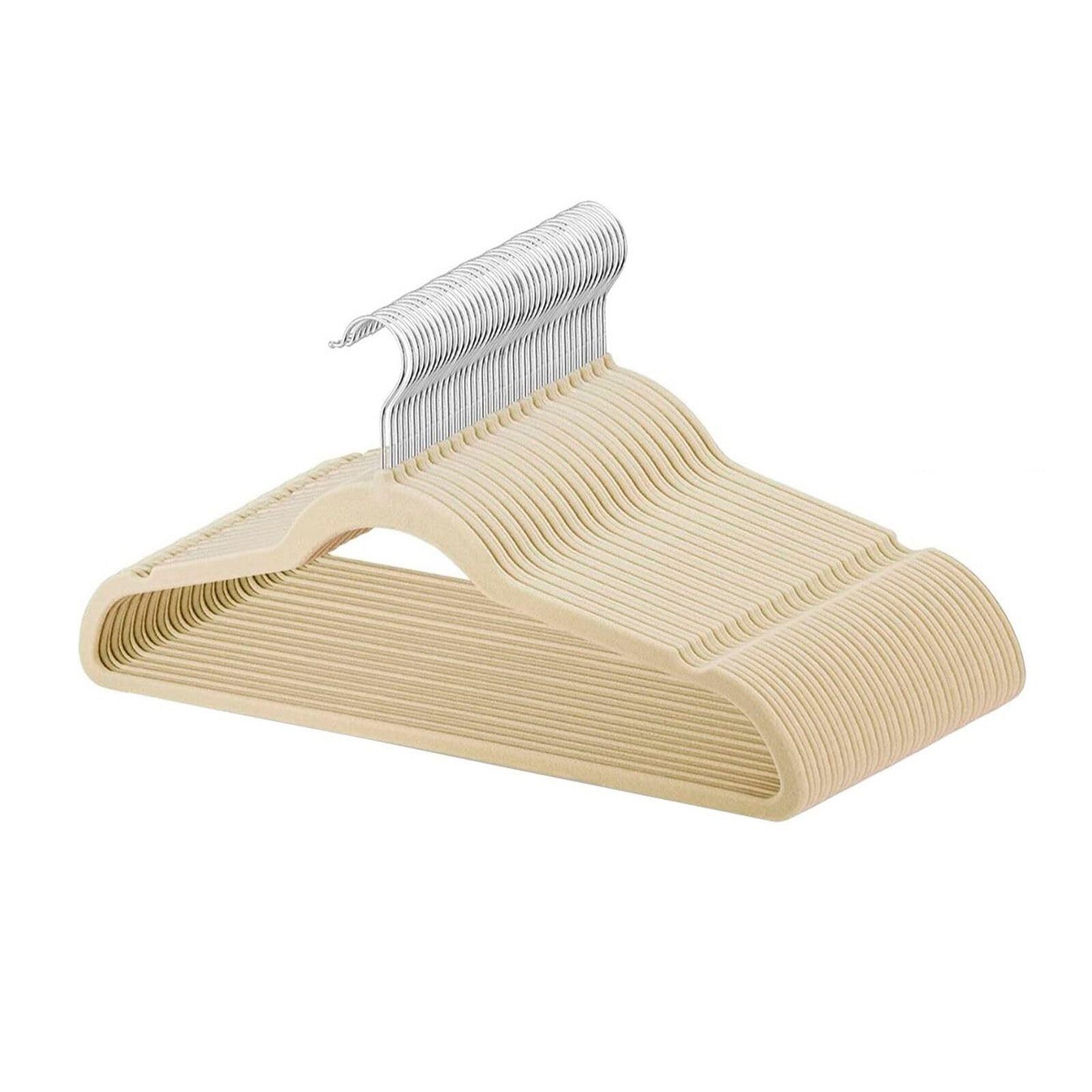 Beige Velvet Hangers 30 Pack Non Slip Clothes Hangers Sturdy Space Saving Han...-image
