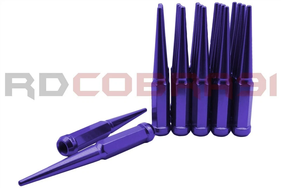 32 Pc 14x1.5 Powder Coated Purple 6" Tall Spike Lug Nuts For Chevy GMC 2500 3500 - Image 3 of 4