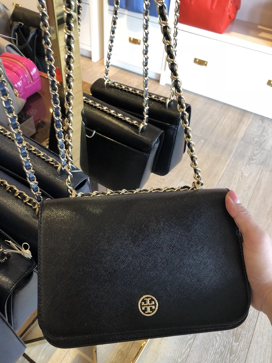 Tory Burch Black Small Robinson Leather Tote, Best Price and Reviews