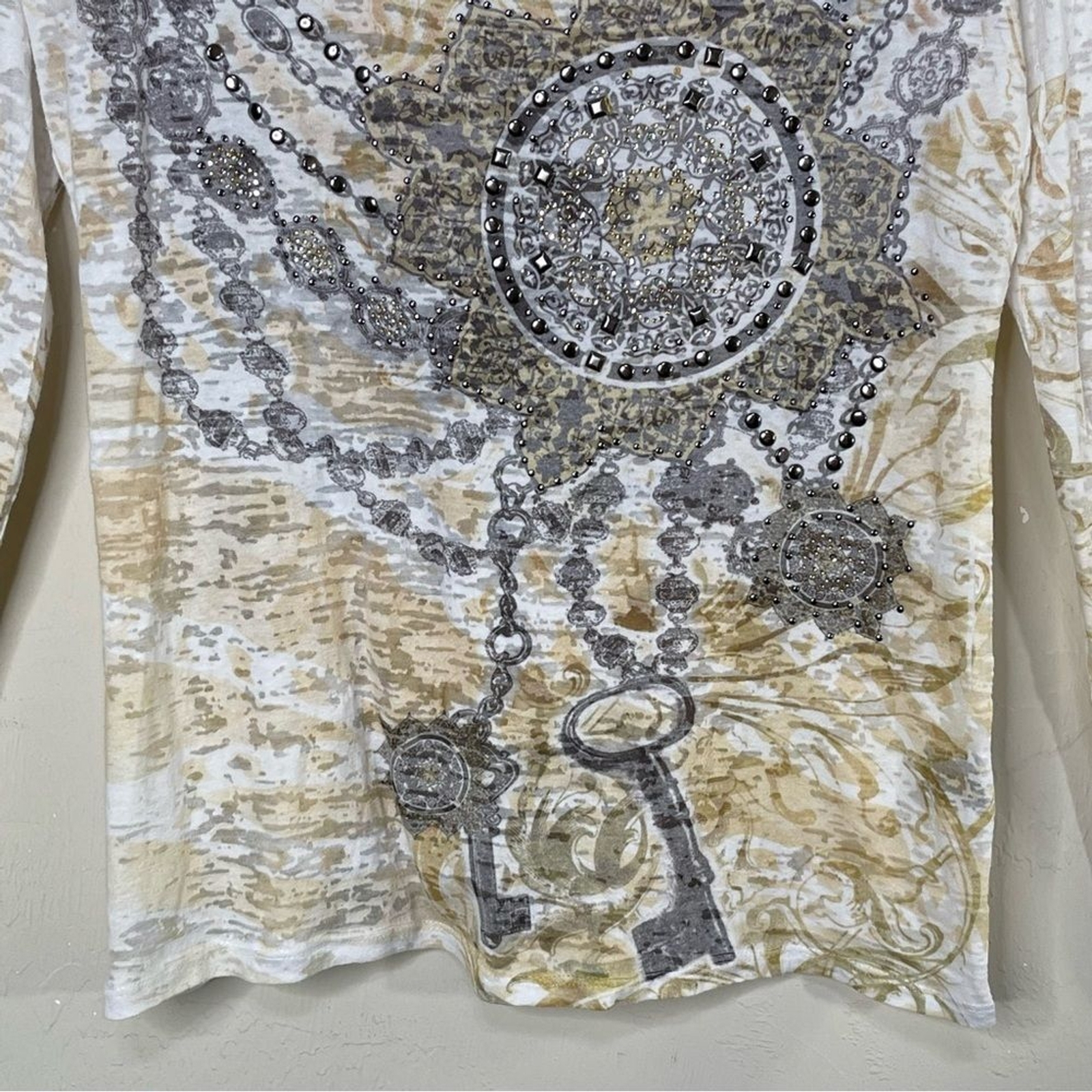 Cache Lightweight Rhinestone Studded Top Women M … - image 4