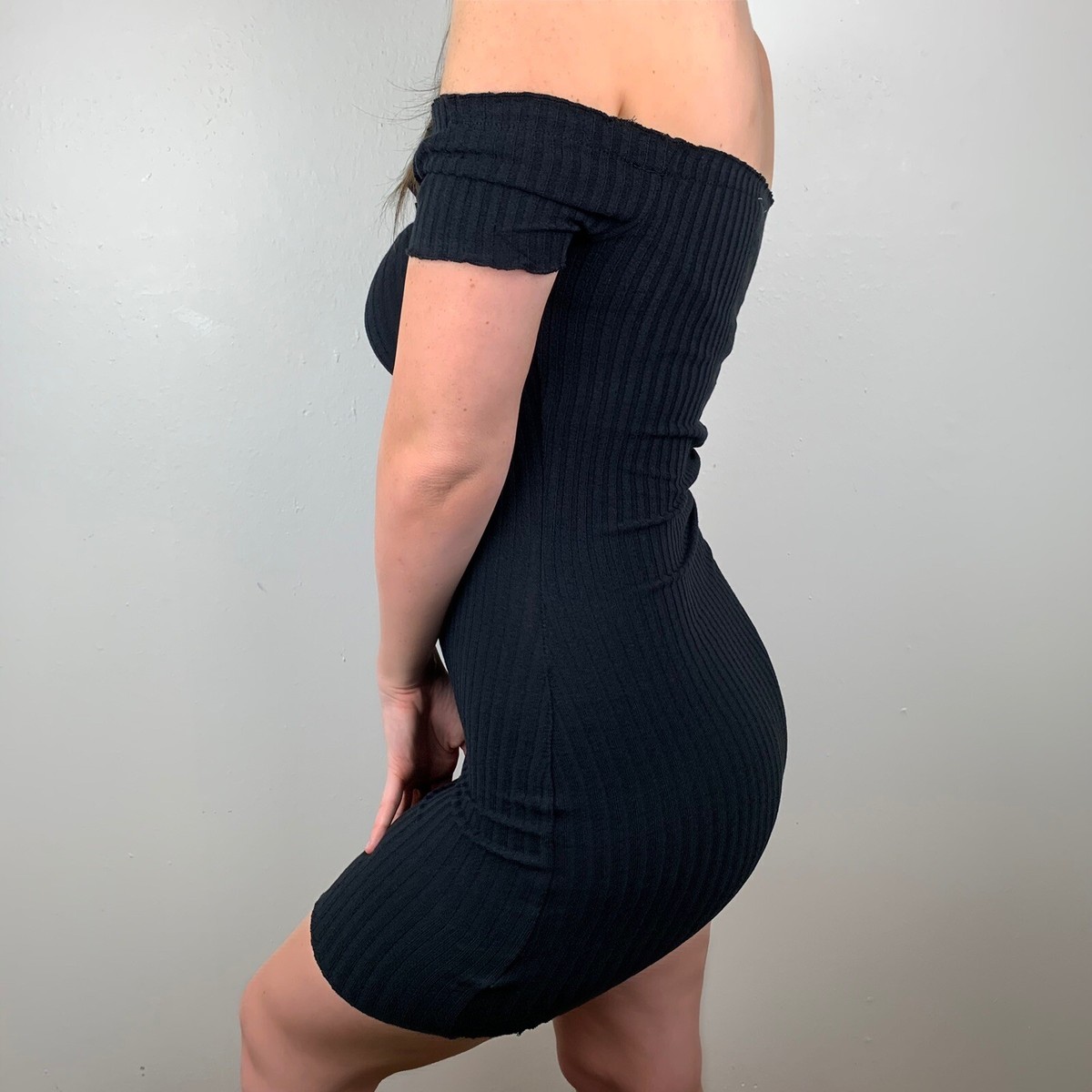 Black Ribbed Off the Shoulder Faux Wood Button Down Lettuce Edge Mini Dress Sz M | eBay Black Ribbed Off the Shoulder Faux Wood Button Down Lettuce Edge Mini Dress Sz M | eBay