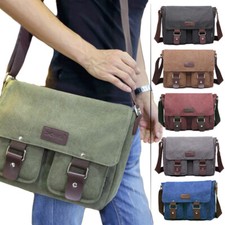 Men Retro Canvas Messenger Bag Satchel Crossbody 14" Laptop Vintage Shoulderbag
