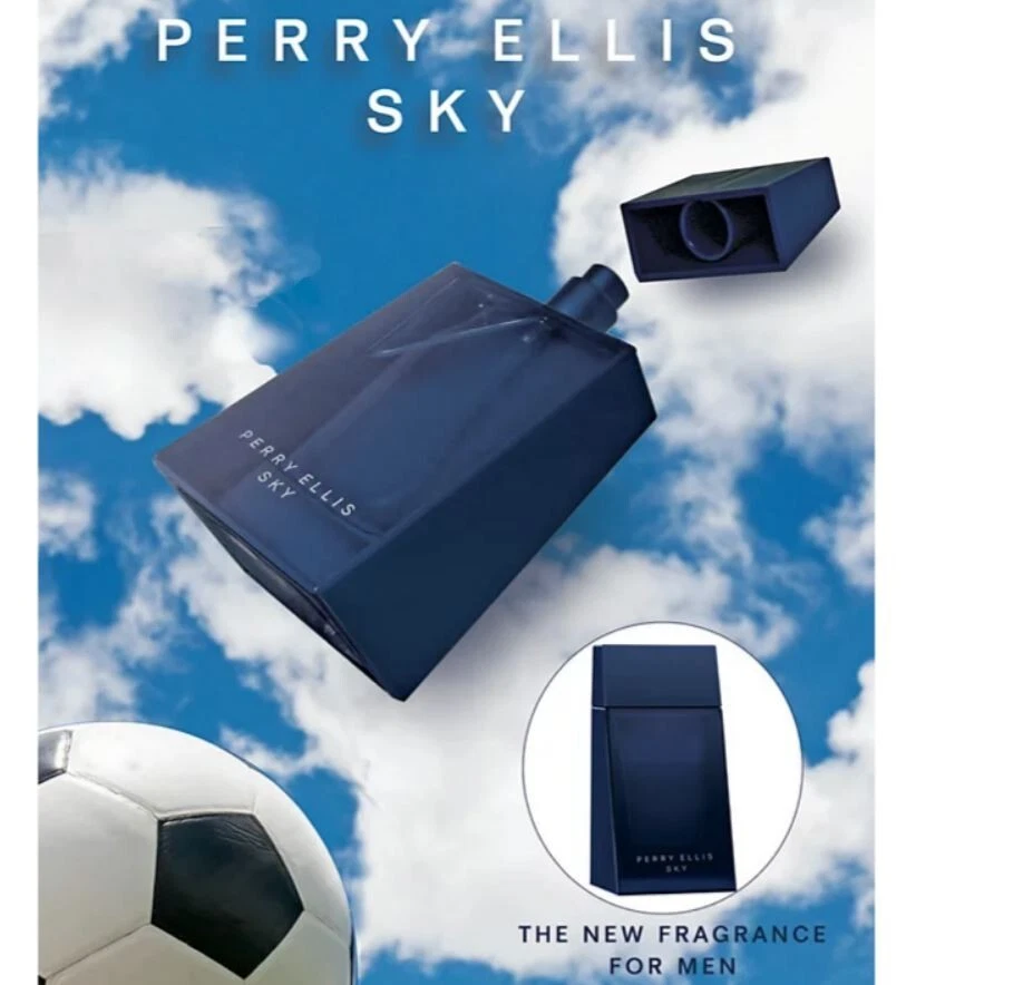 PERRY ELLIS Sky Men 4 peças conjunto: Eau de Toilette, pós-barba, gel, spray CAIXA DE DANOS - Imagem 4 de 4