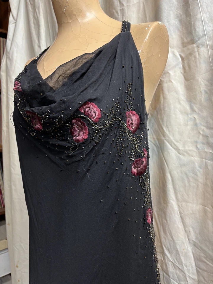 Женские Xscape черный и розовый чистый бисером вышитый шелк вечернее платье плюс размер - Изображение 2 из 4