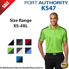 Port Authority K547 Mens Short Sleeve Silk Touch Colorblock Stripe Polo Shirt