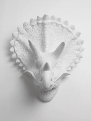 Die Cera in weiß, Triceratops Dinosaue Kopf Wandhalterung - weiße Faux Taxidermie