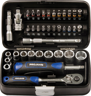 Projahn Mini Steckschlüssel & Bit-Box, 38tlg. mit markierten Bits kompaktes Set