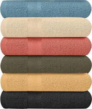 Set of 6 Extra Large Cotton Bath Towels For Bathroom (Assorted Color)