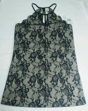 Speechless Black Lace Dress Brown lined sleeveless fitted Party outfit Jr Sz M