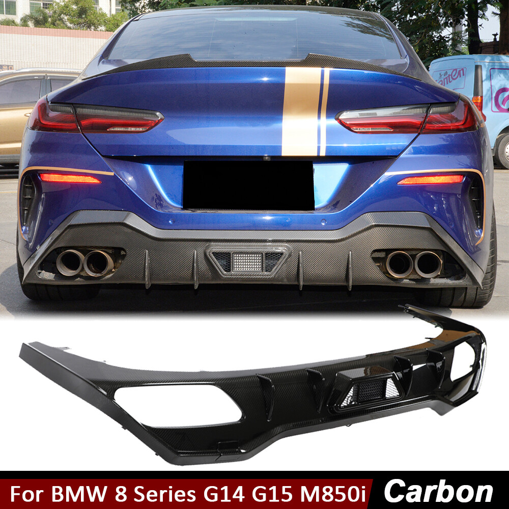 For BMW 8 Series G14 G15 M850i 2018-22 DRY CARBON FIBER Rear Bumper Diffuser Lip