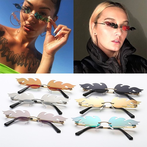 Nuevas gafas de Fire Flame para mujer sin montura gafas de lujo tendencia gafas de | eBay