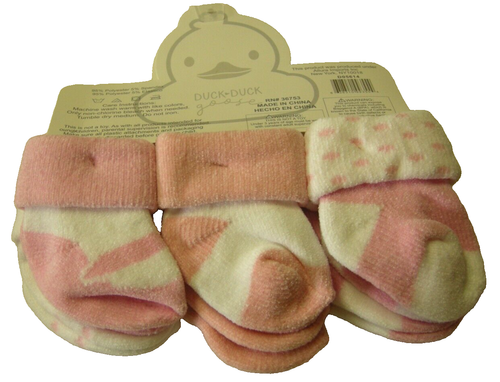 Ente Ente Gans Babysocken, 0-6 Monate, Mädchen, 6er Pack, rosa & weiß, neu - Bild 2 von 2