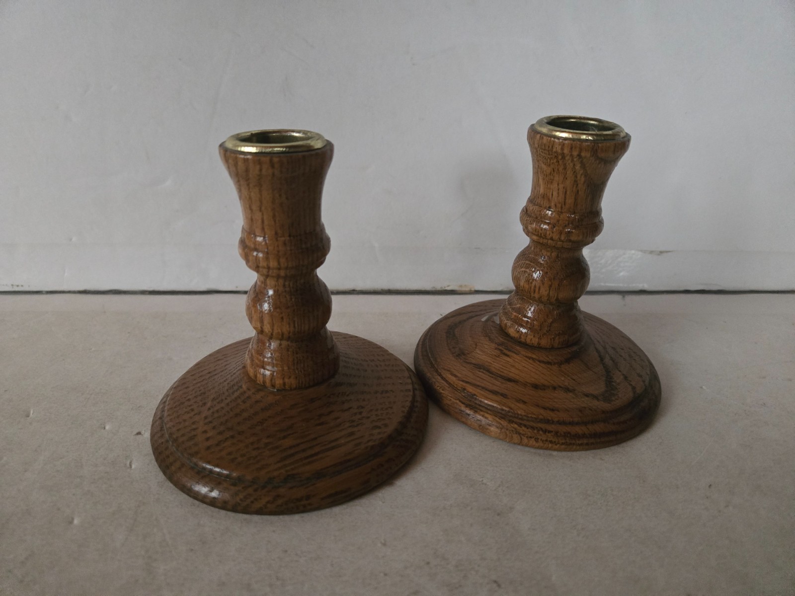 2 Vintage Wooden Candle Holders, 4" height, Excellent Condit