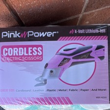 Pink Power HG2043 Cordless Electric Scissors w/Battery, Charger, 2 Blades
