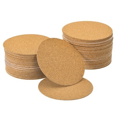 100pcs Self-Adhesive Cork Round, 3.5 inch Cork Backing Sheets Cork Coasters