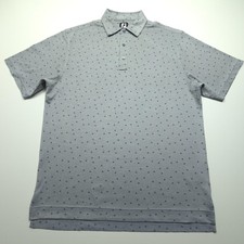 FootJoy Mens Polo Shirt Large Gray Micro Floral Print Golf Stretch Performance L