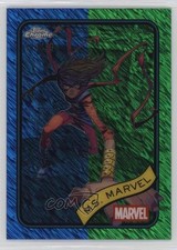 2025 Topps Chrome Comics Blue & Green Shimmer Refractor /199 Ms Marvel #130 1i3m