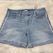 Old Navy Girls Crochet Side Denim Shorts 14 Adjustable Medium Wash
