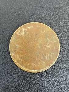 Antique The Great Wardrobe  good luck coin swastika  rare rubbed. GOOD LUCK