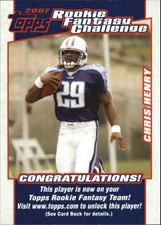 2007 Topps Rookie Fantasy Challenge #8 Chris Henry Card. rookie card picture