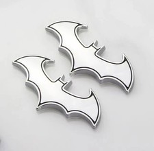 2pc 3d Metal Batman Dark Knight Batwing Sticker Decal Emblem Badge Car Silver