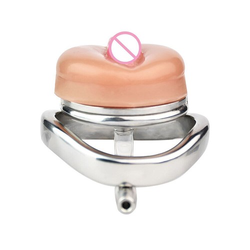 Sissy Male Chastity Device Stainless Steel Lock Anti-Dislodgement Cage with Belt - Picture 10 of 36