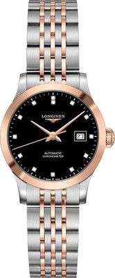 Longines Record Black Dial Diamond Two Tone Women's Watch L2.321.5.57.7