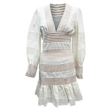 Zimmermann Crochet Trimmed Mini Dress In White Linen Women Ecru M