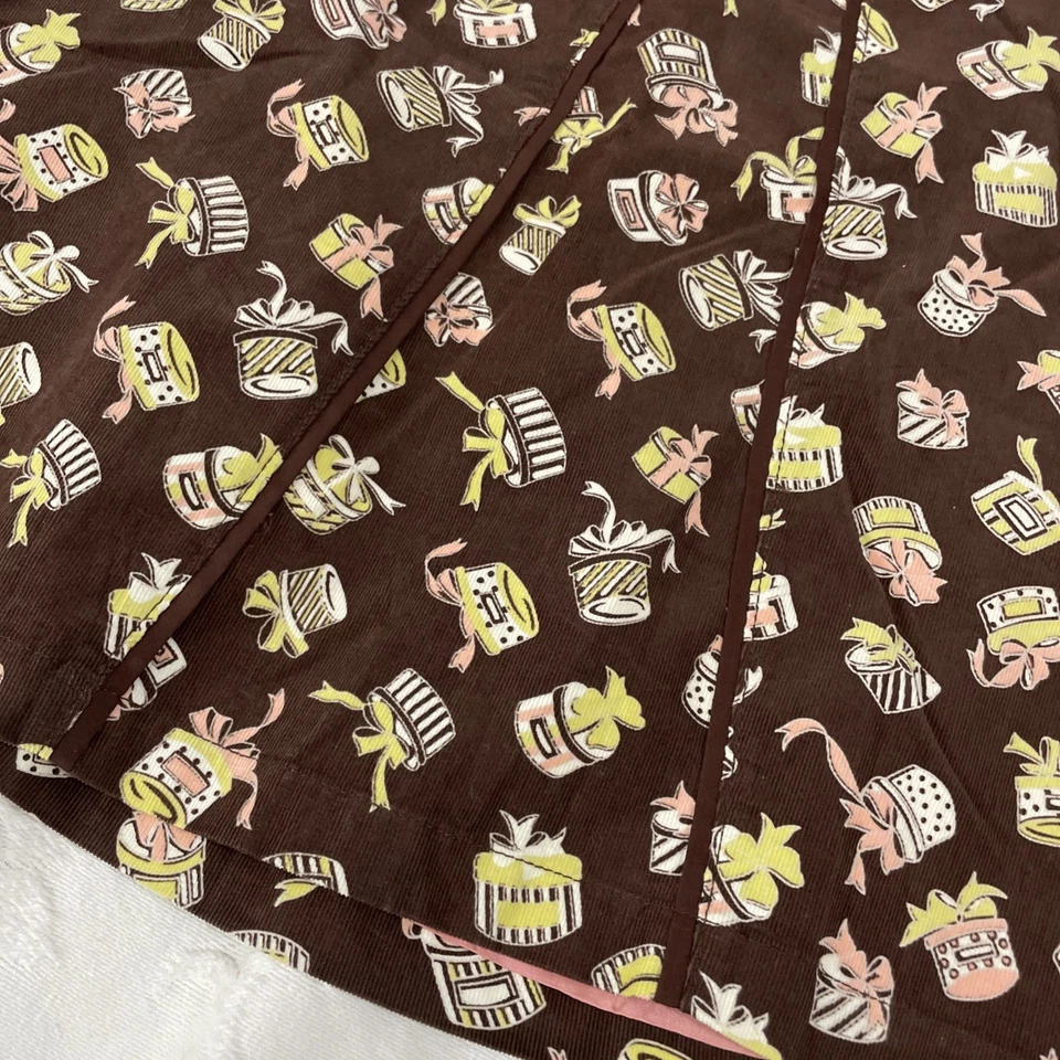 VTG Odille Corduroy Hat Box Print Skirt Size 8 Cotton  - Image 3 of 4