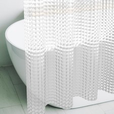 3D Crystal Clear Plastic Shower Curtain Liner, 72X72 Inch Thin Lightweight Ice C
