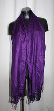 Womens 70 Pashmina 30 Silk Solid Purple Scarf Wrap Shawl Fringe 29.5 x 73"