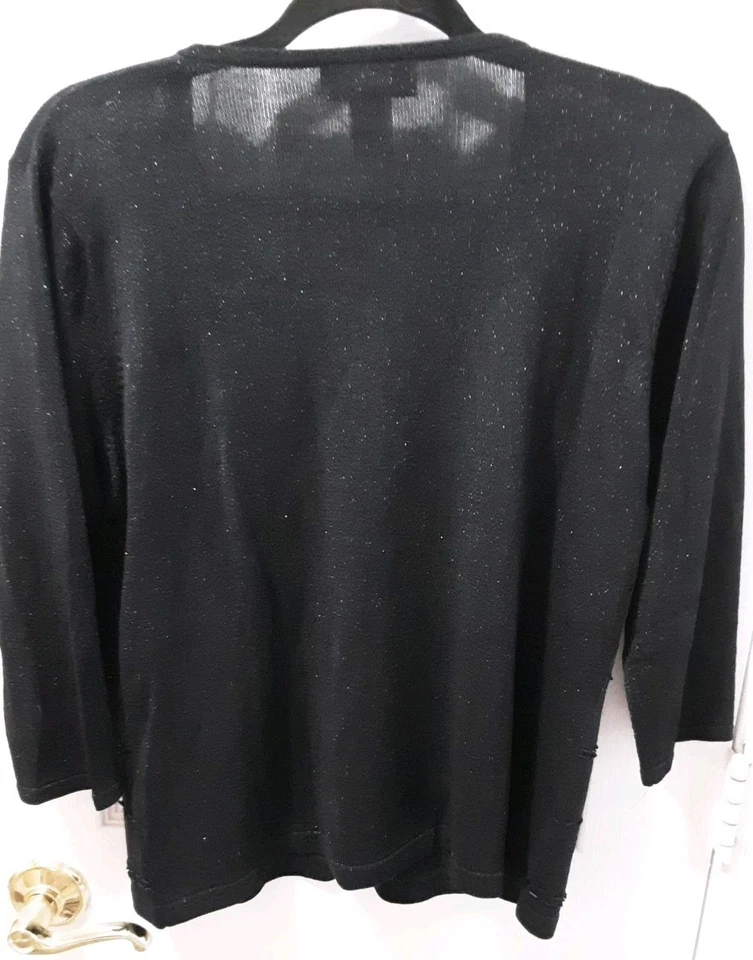 Suéter para mujer 87 % seda Top cuello en V mangas 3/4 XL cuentas brillante peso ligero Foto 3 de 4