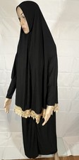Womens Two-Piece Muslim Prayer Dress Hijab Scarf Islamic Abaya Full Length Dress