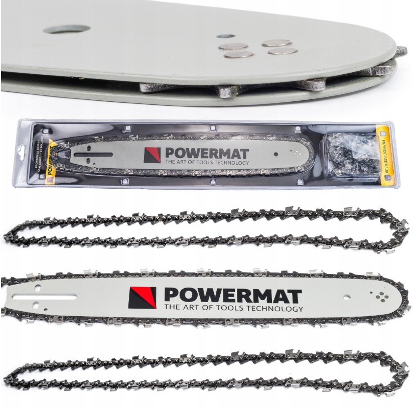 Guide chaîne 40 cm Powermat avec 2 chaînes au pas de 0.325 pouce pour tronçonneuse