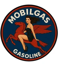 Hi Gloss Mobilgas Mobil Gasoline Self Pinup Girl Vintage  Style Sign