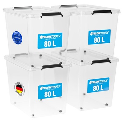 4er Set 80l Aufbewahrungsboxen mit Deckel BPA freie & lebensmittelechte