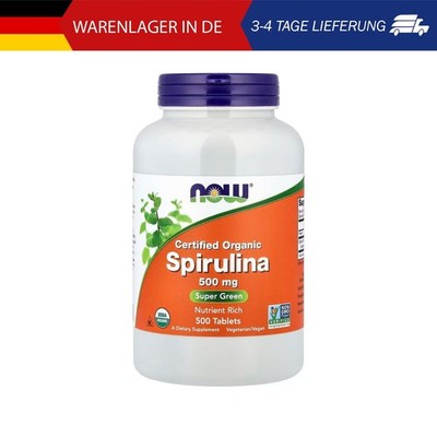 NOW Foods, Certified Organic Spirulina, 500 mg, 500 Tablets