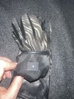 Striped Wavy Pattern Women Leather Gloves Size S Black Gray — photo 4