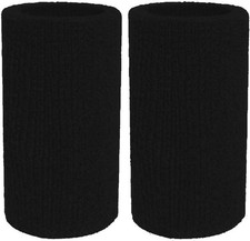 Sweatbands Sports Wristbands for Men and Women - 6 inch Elastic black