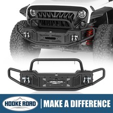 Hooke Road Steel Rock Crawler Front Winch Bumper For 2007-2018 Jeep Wrangler Jk