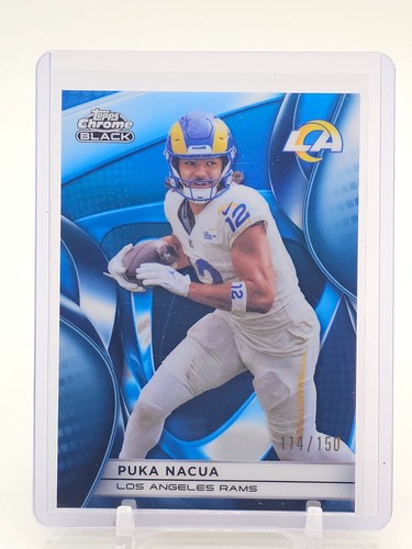 PUKA NACUA 2025 TOPPS CHROME BLACK BLUE REFRACTOR /150 #60 FOOTBALL RAMS Q3668-4