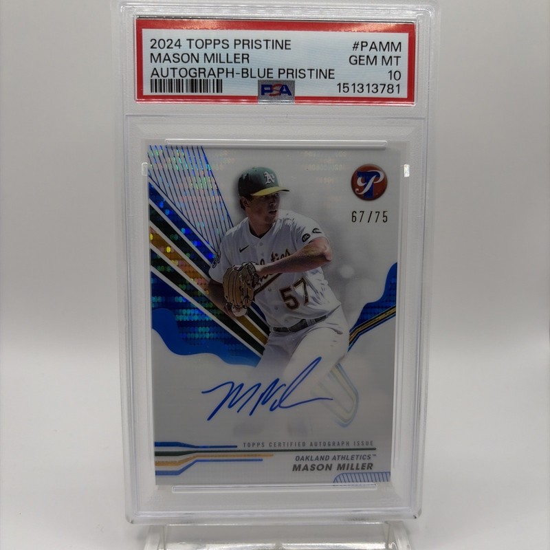 2024 TOPPS AUTO BLUE PRISTINE MM MASON MILLER /75 GEM MINT PSA 10 BASEBALL A’s