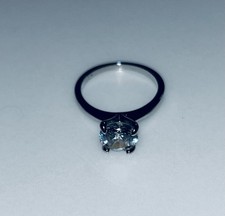 925 Sterling Silver White Zircon Round Solitaire Engagement Ring Size T