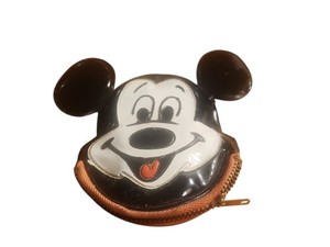 Vintage 1960s Coin Zipper Purse Mickey Mouse Disney World JAPAN Squeaky